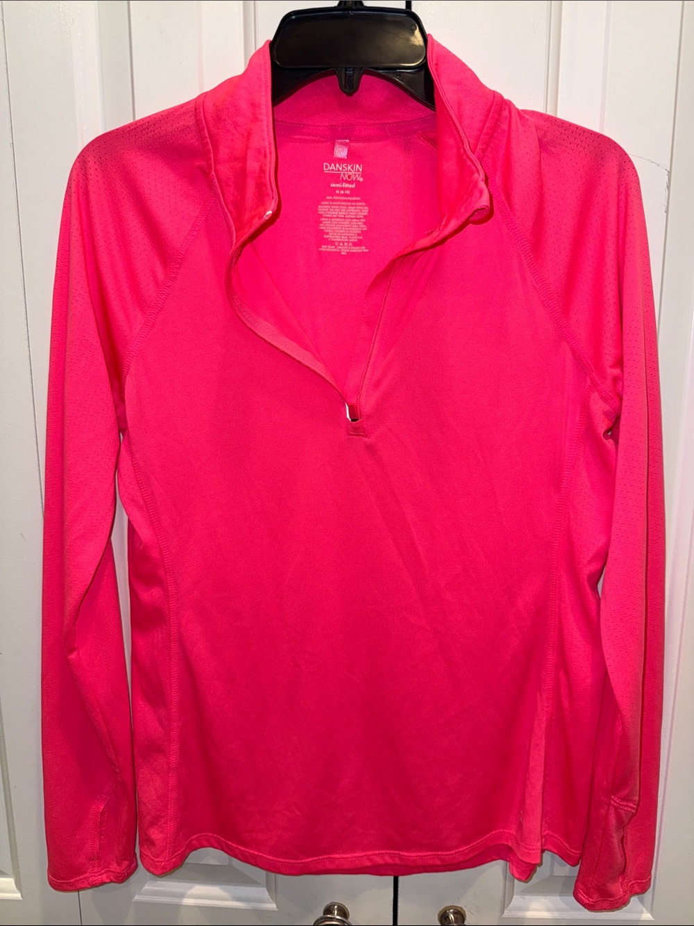 Danskin Bright Neon Pink Quarter-Zip Long Sleeve Pullover